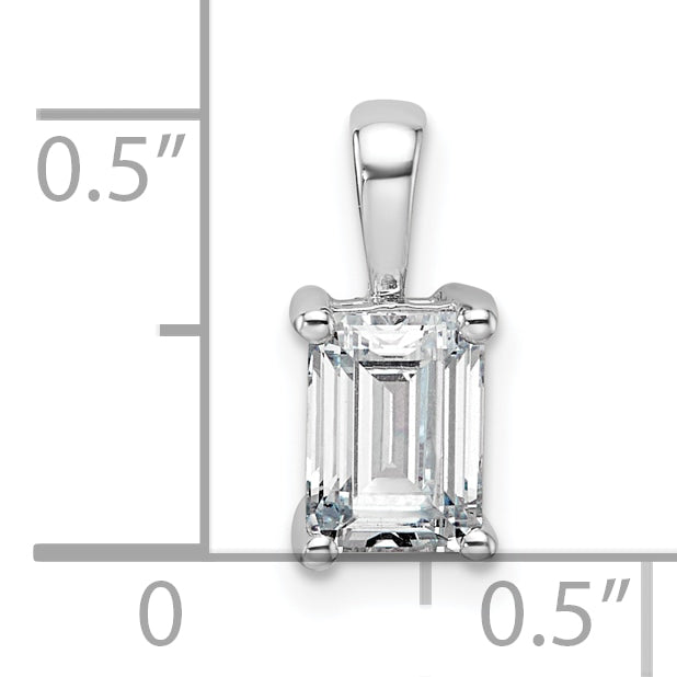 14k White Gold 1 Ct. Certified Lab Grown Diamond VS/SI+ G+ Emerald Four Prong Pendant