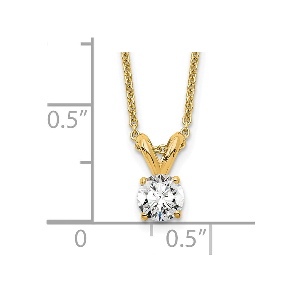14K Yellow Gold 1/4 Carat Lab Grown Diamond Vs+ F+ Round Complete Four Prong 18 Inch Solitaire Pendant Necklace