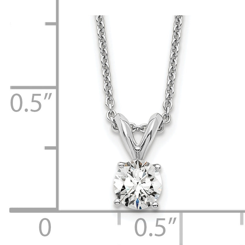 14K White Gold 1/3 Carat Lab Grown Diamond Vs+ F+ Round Complete Four Prong 18 Inch Solitaire Pendant Necklace