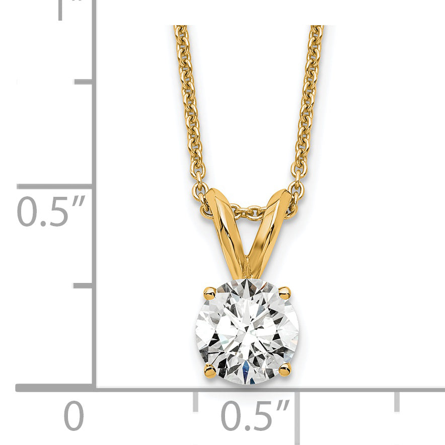 14K Yellow Gold 1/2 Carat Certified Lab Grown Diamond Vs+ F+ Round Complete Four Prong 18 Inch Solitaire Pendant Necklace