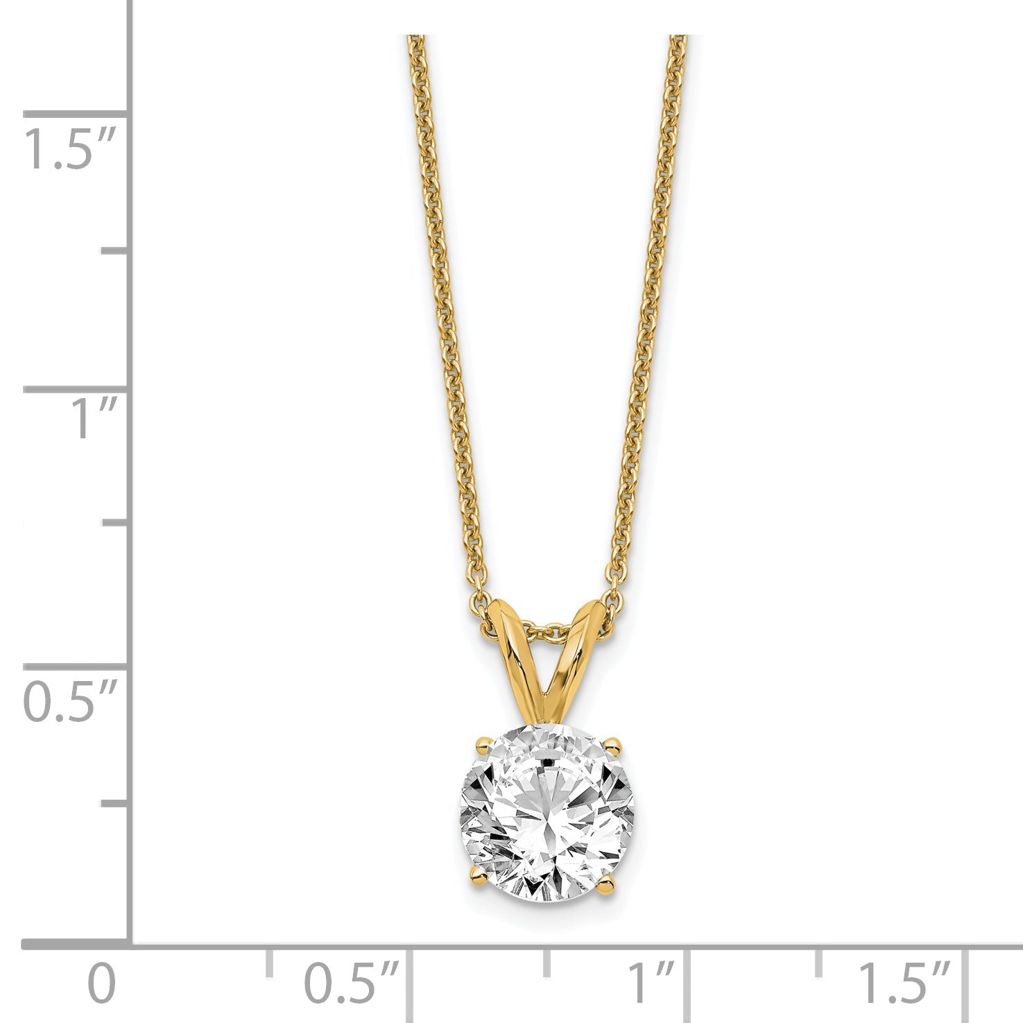 14K Yellow Gold 1 Carat Certified Lab Grown Diamond Vs+ F+ Round Complete Four Prong 18 Inch Solitaire Pendant Necklace