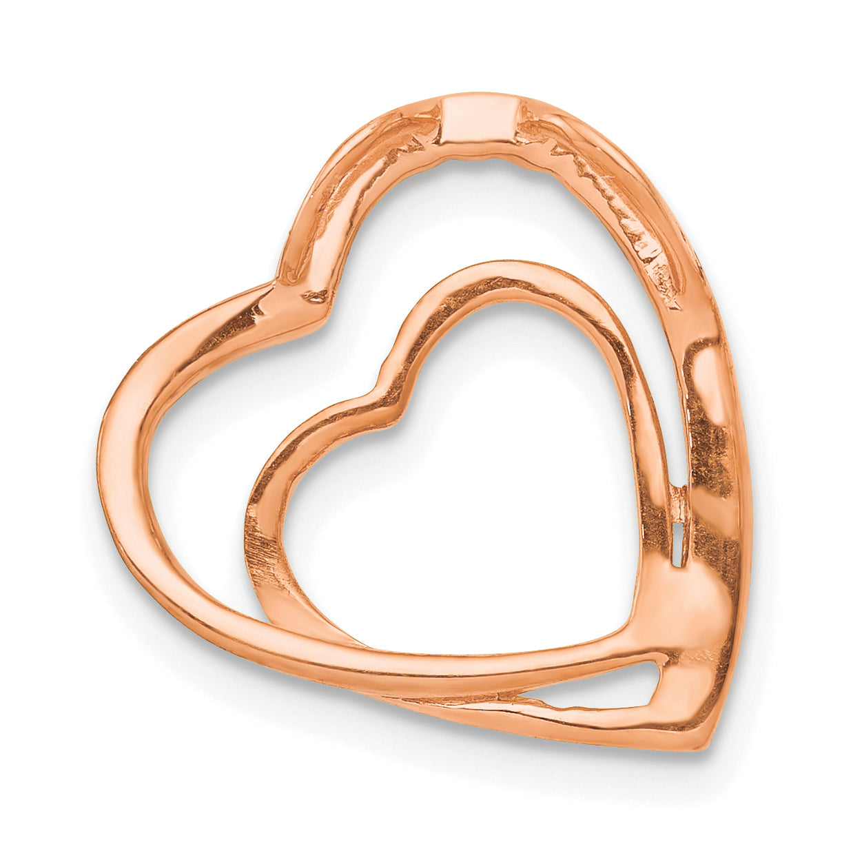 14k Rose Gold 14k Rose Gold .01ct. Diamond Double Heart Chain Slide