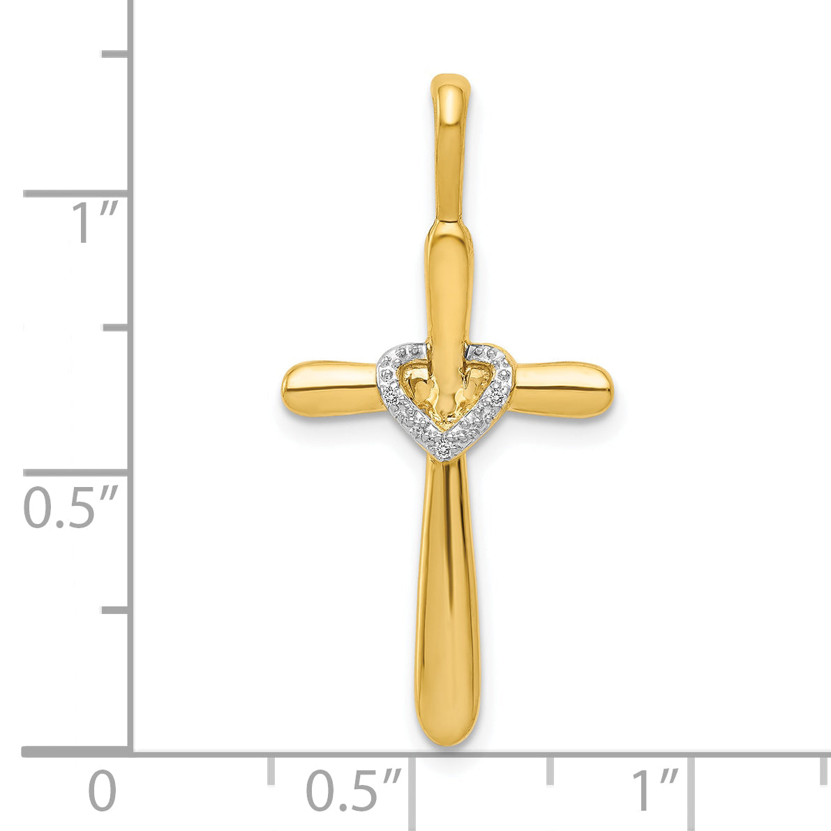 10K Yellow Gold 10K Diamond Cross W/Heart Pendant