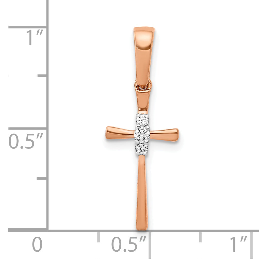 10K Rose Gold .03Ct. Diamond Cross Pendant