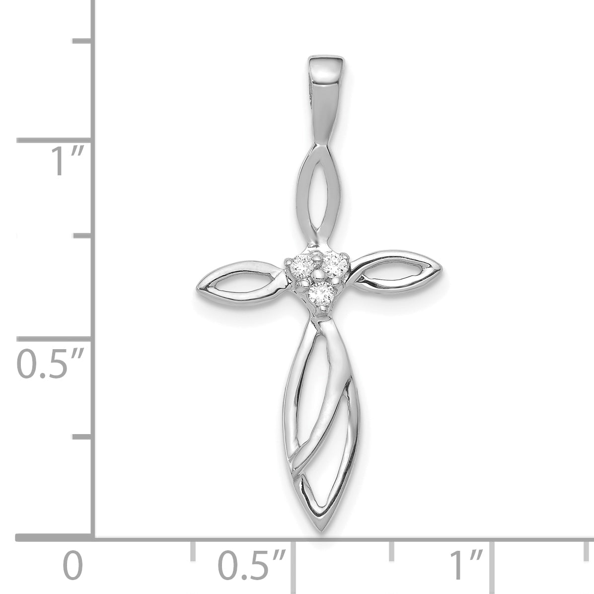 10K White Gold 10K Aa Diamond Cross Pendant