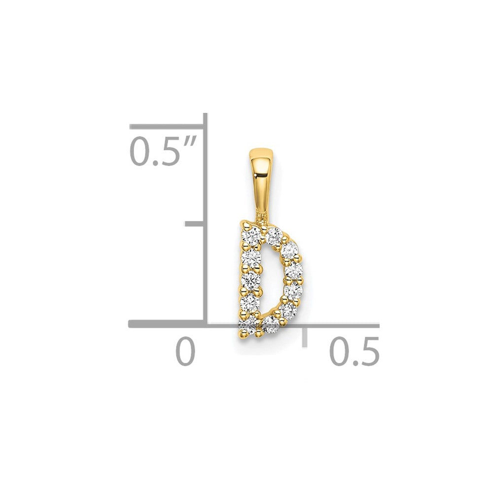 14k Yellow Gold 1/10 Ct. Lab Grown Diamond VS/SI+ G+ Letter D Initial Pendant