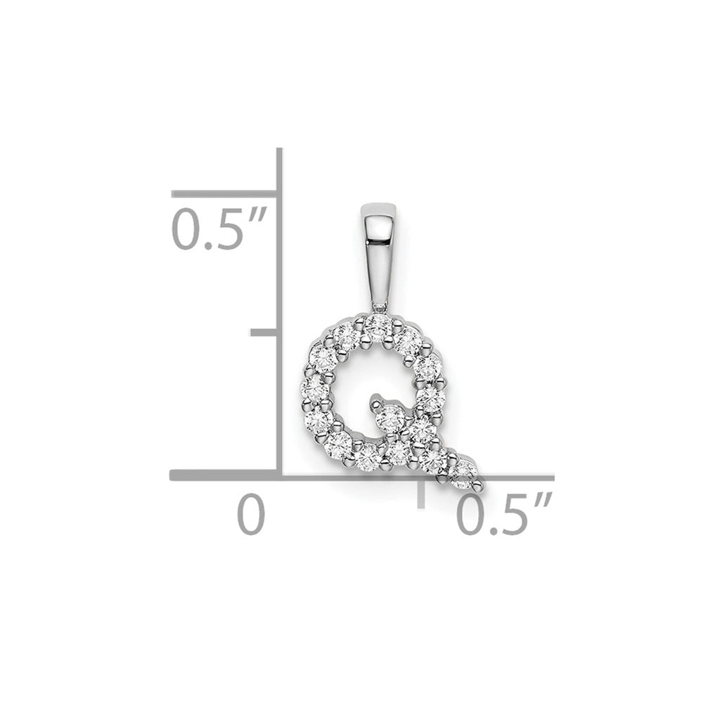 14k White Gold 1/6 Ct. Lab Grown Diamond VS/SI+ G+ Letter Q Initial Pendant