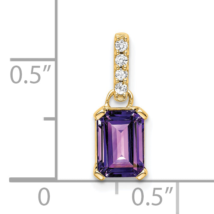 10K Yellow Gold Amethyst And Diamond Pendant