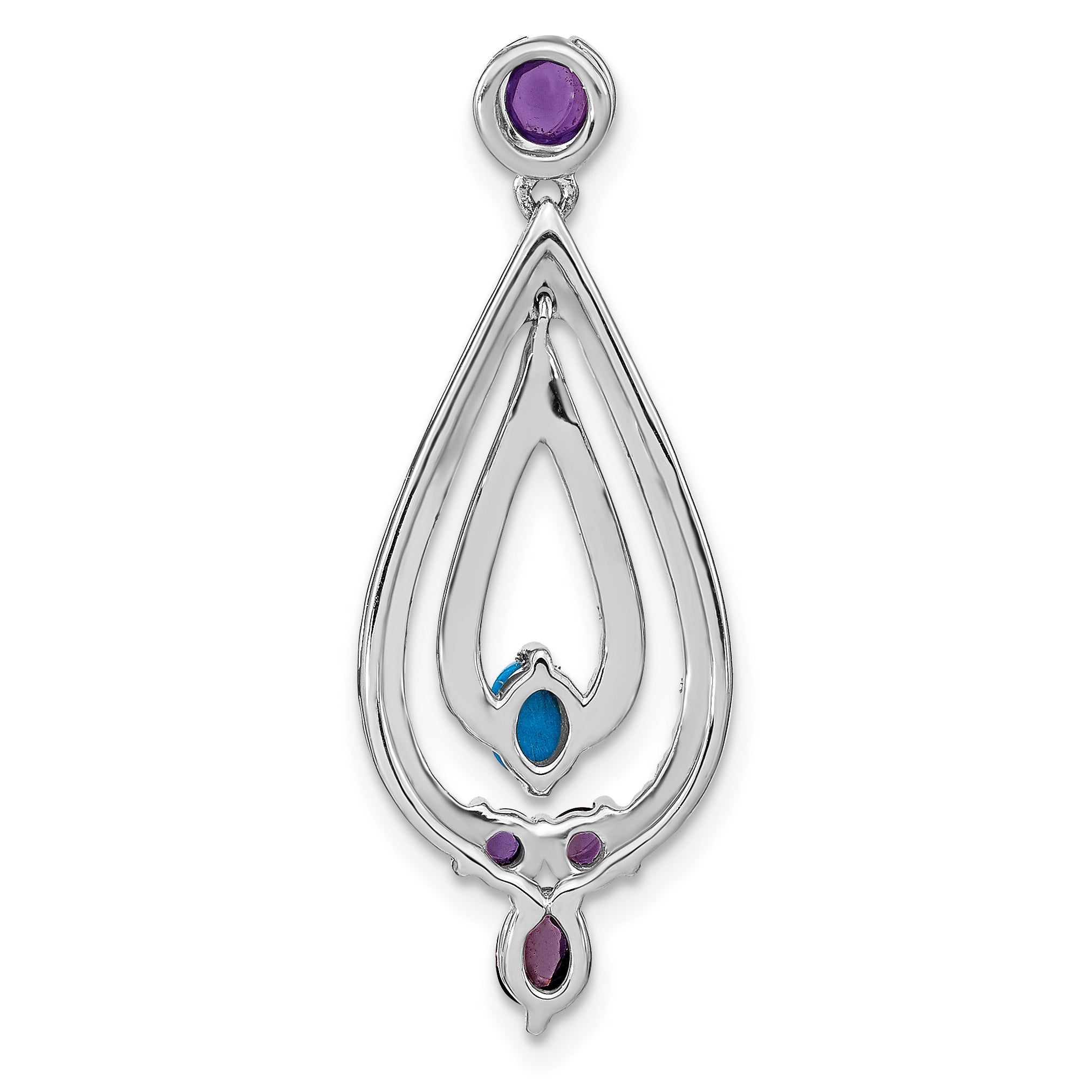 14k White Gold 14k White Gold Turquoise, Amethyst and White Topaz Pendant