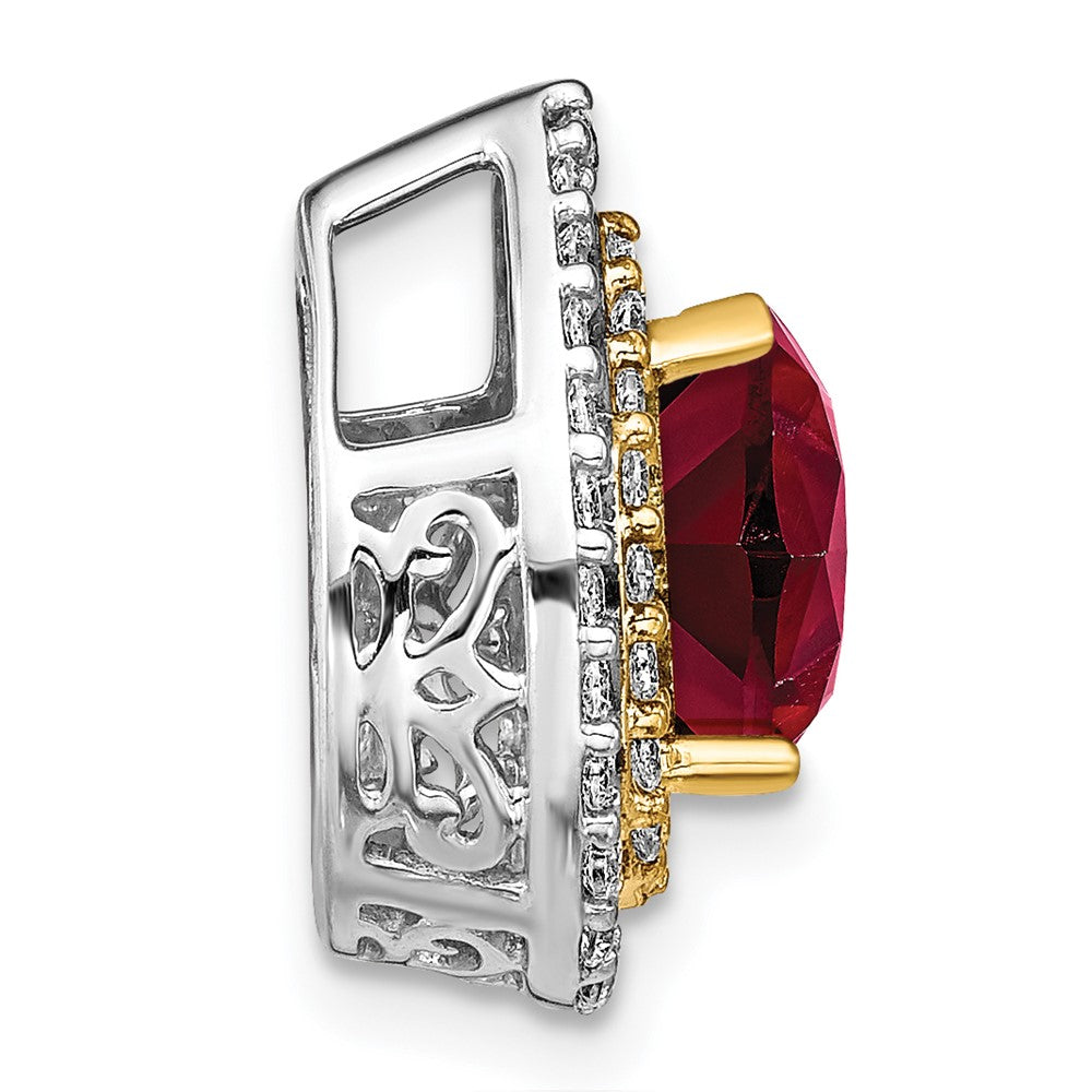 14k Two-tone Two Tone 1/2 Ct. Lab Grown Diamond VS/SI+ G+ and Lab Created Ruby Chain Slide Pendant