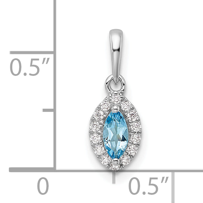 14k White Gold 1/10 Ct. Lab Grown Diamond VS/SI+ G+ and Aquamarine March Birthstone Pendant
