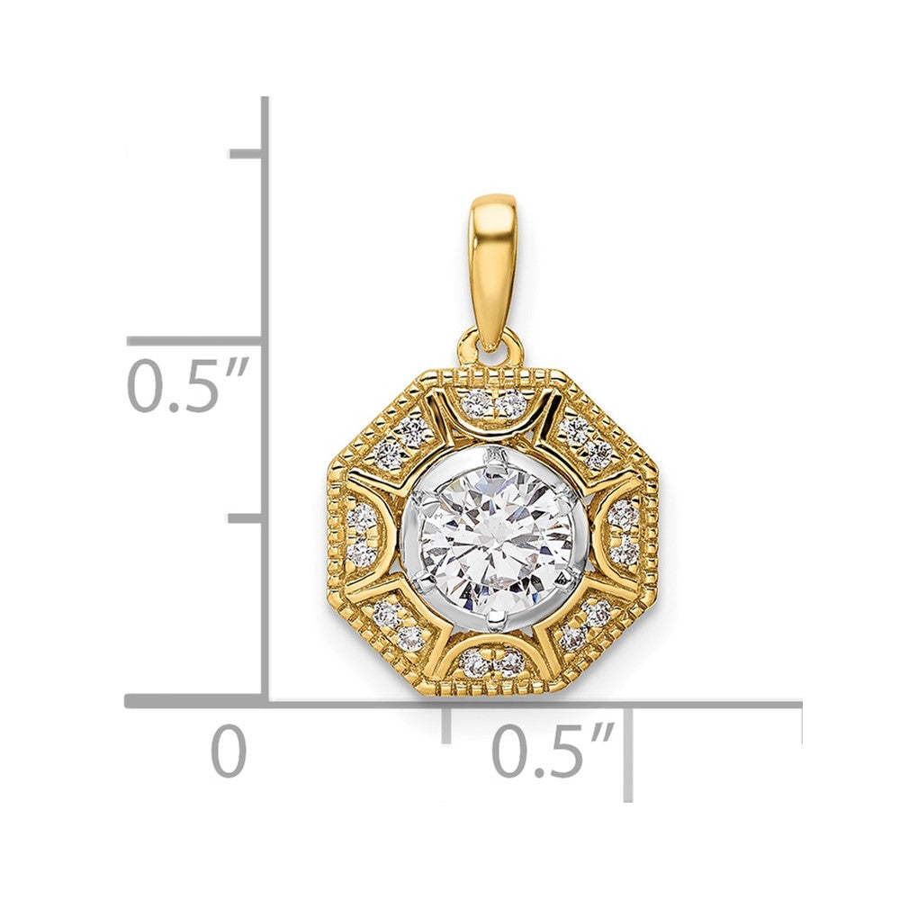 14k Two-tone Two Tone 3/4 Ct. Lab Grown Diamond VS/SI+ G+ Octogon Halo Pendant