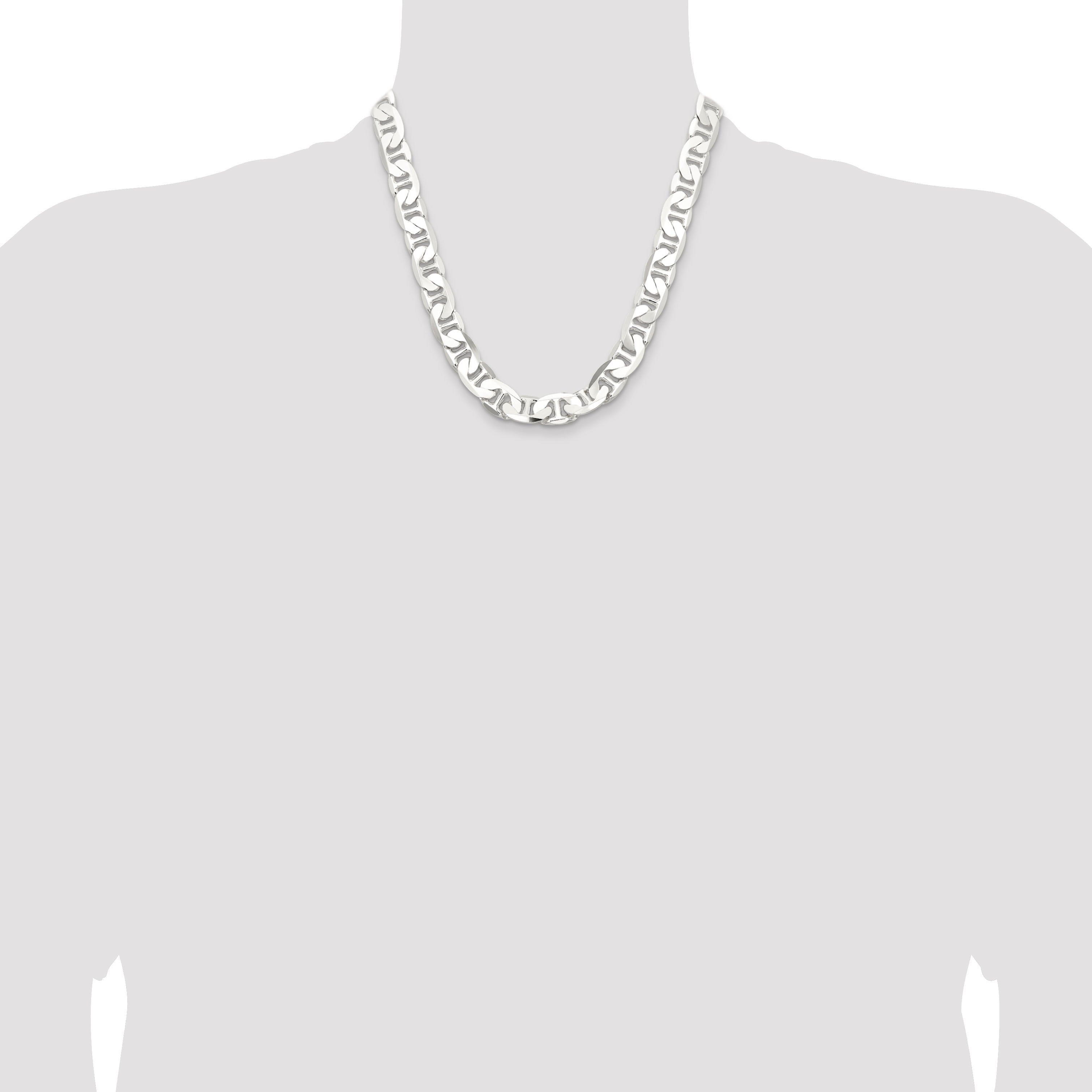 20 Inch Sterling Silver 11.5mm Flat Anchor Chain Necklace