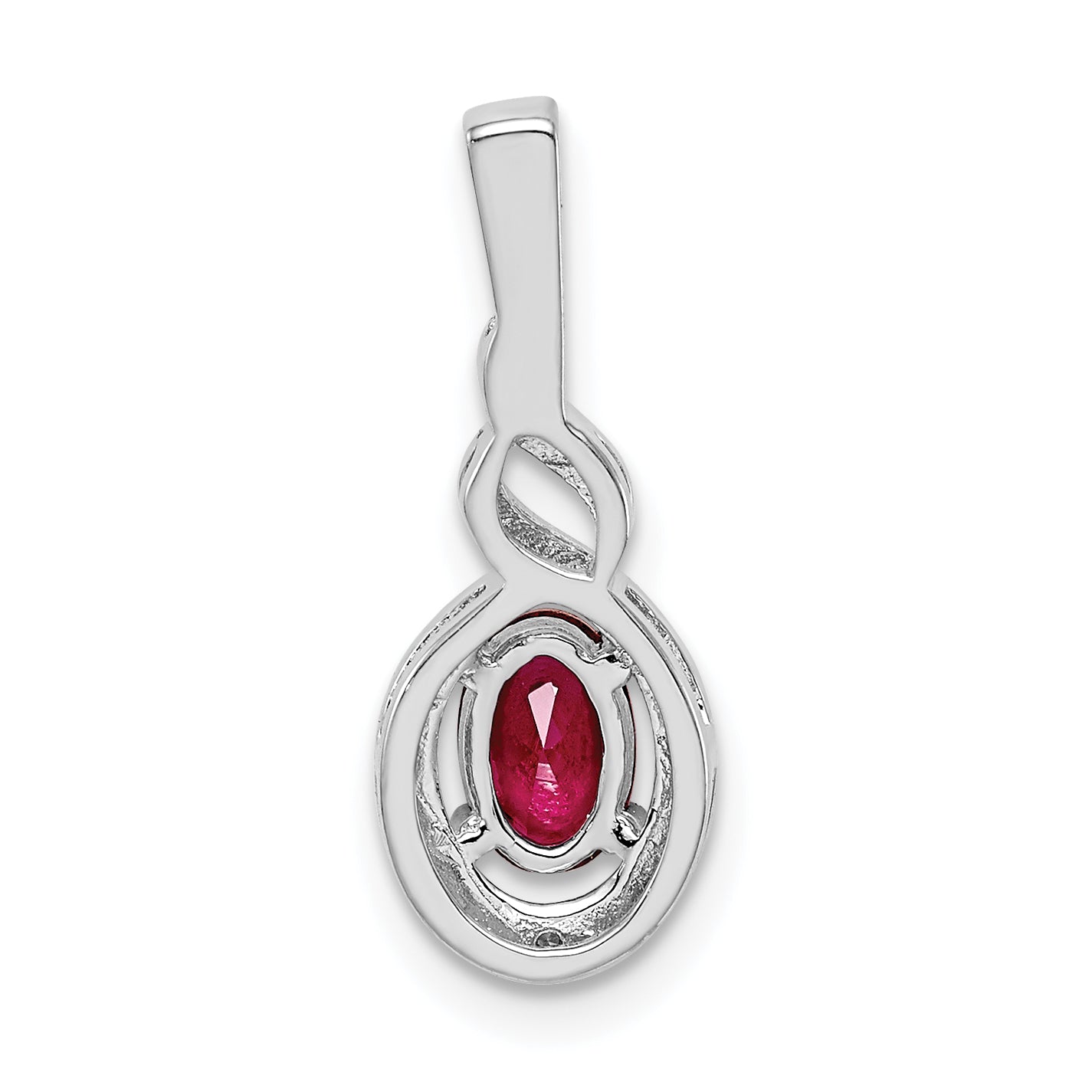 Sterling Silver Rhodium-Plated Created Ruby & Diam. Pendant
