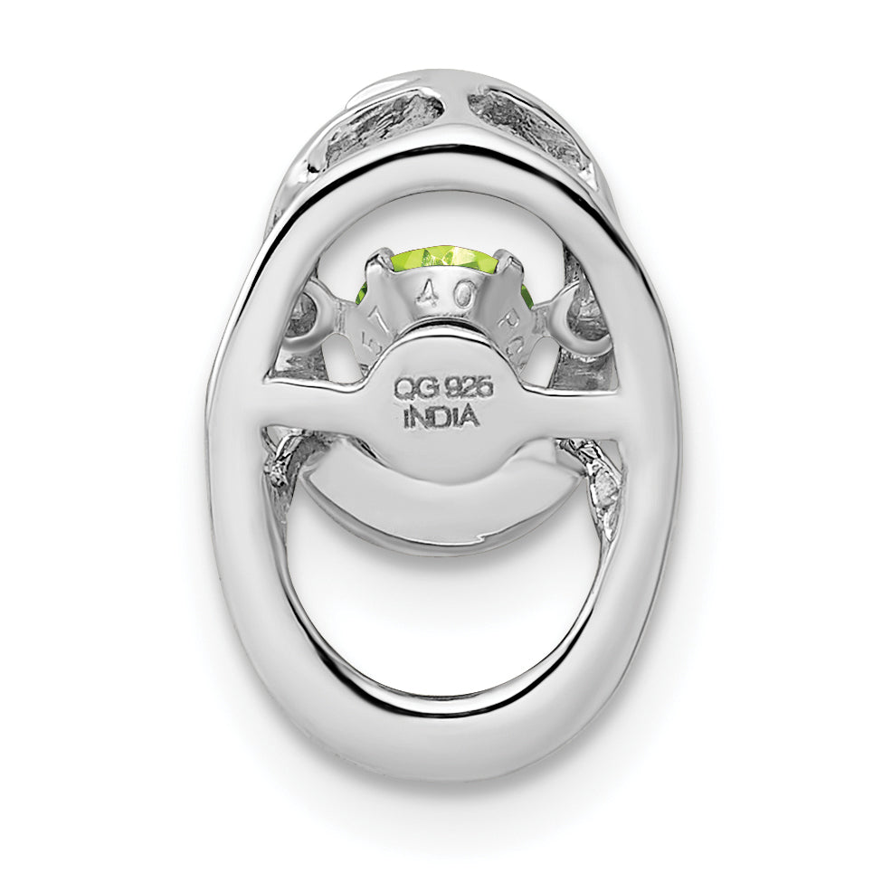 Sterling Silver Rhodium Peridot Birthstone Vibrant Chain Slide