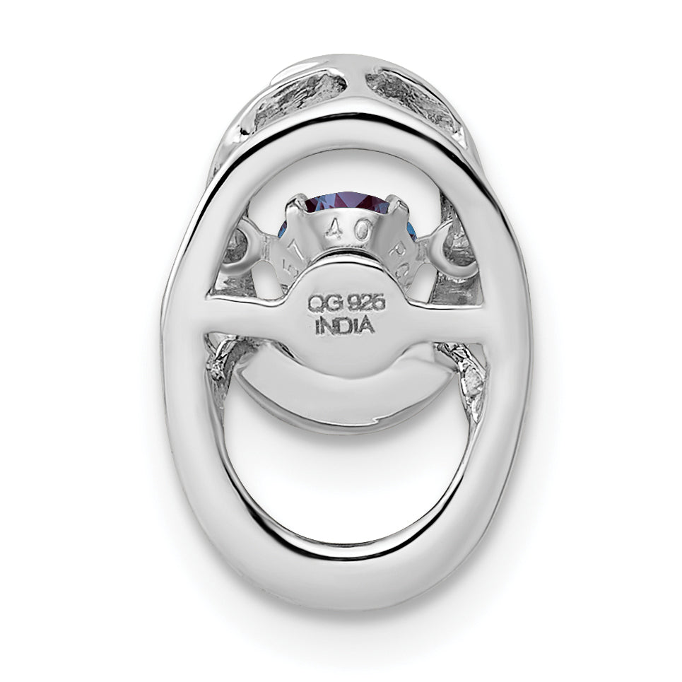 Sterling Silver Rhodium Created Alexandrite Birthstone Vibrant Chain Slide