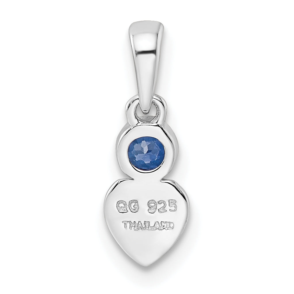 Sterling Silver Rhodium-Plated Lab Created Sapphire Heart Pendant