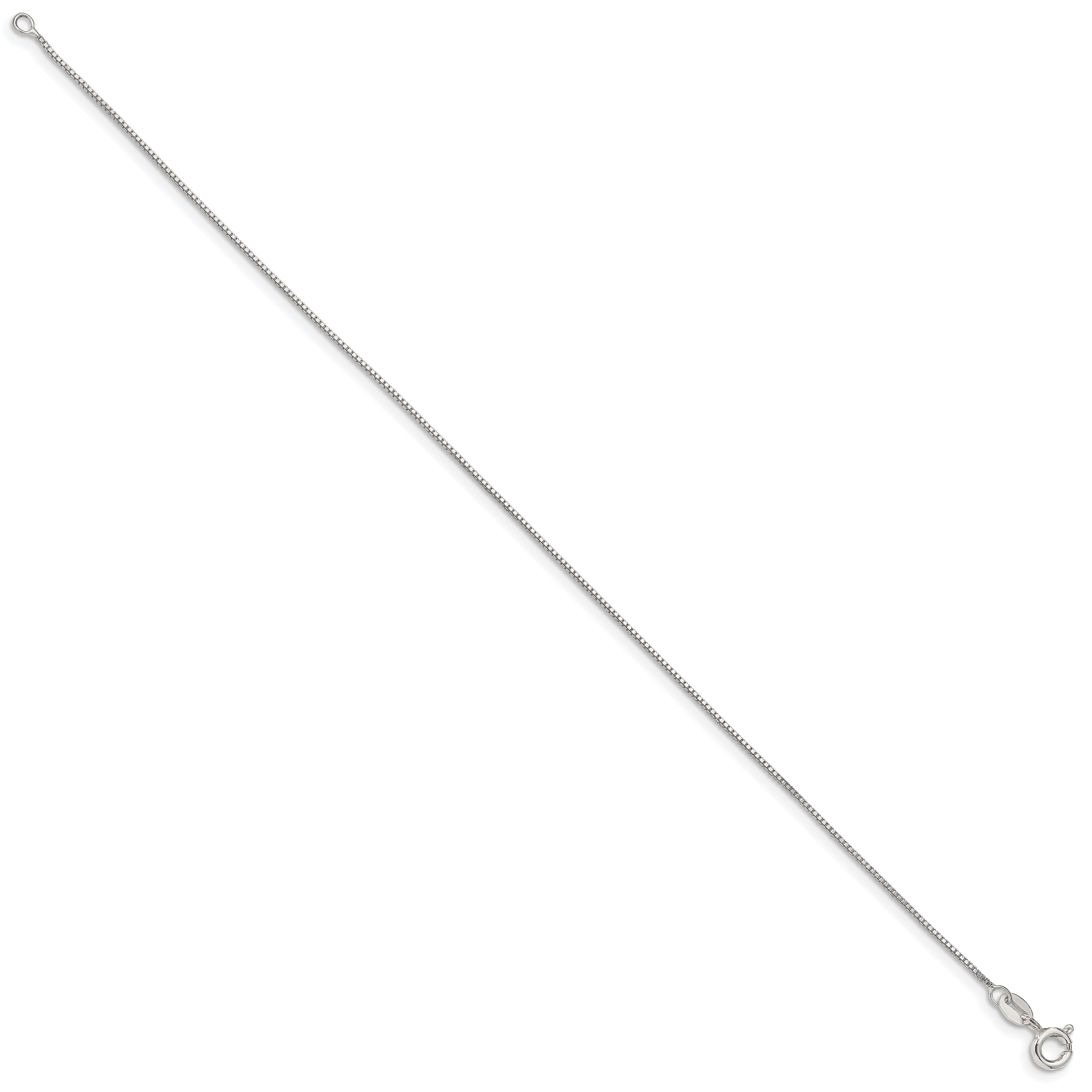 10 Inch Sterling Silver .8mm Box Chain Anklet