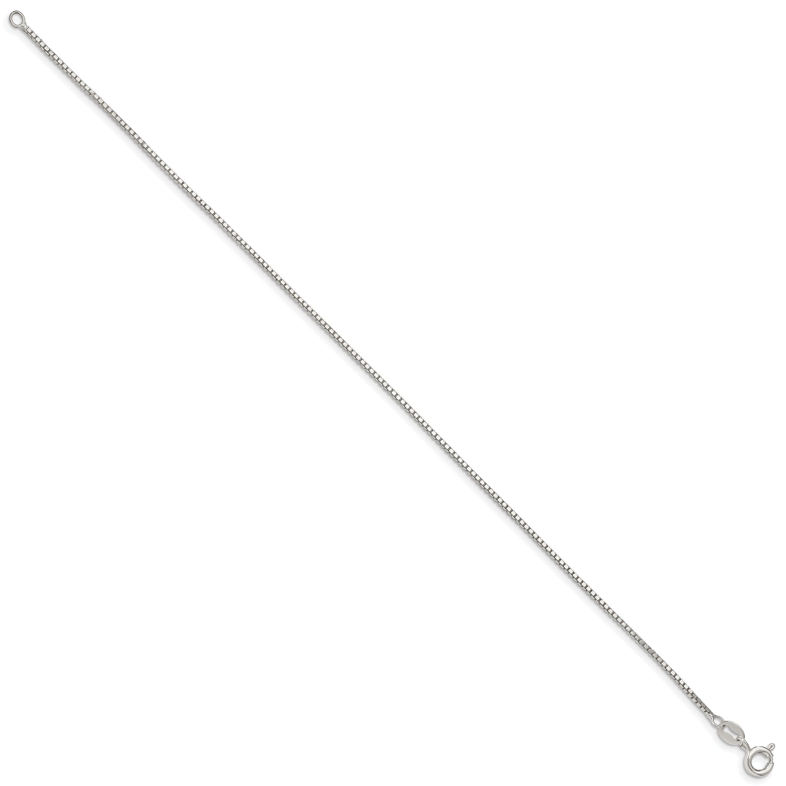 10 Inch Sterling Silver 1.1mm Box Chain Anklet