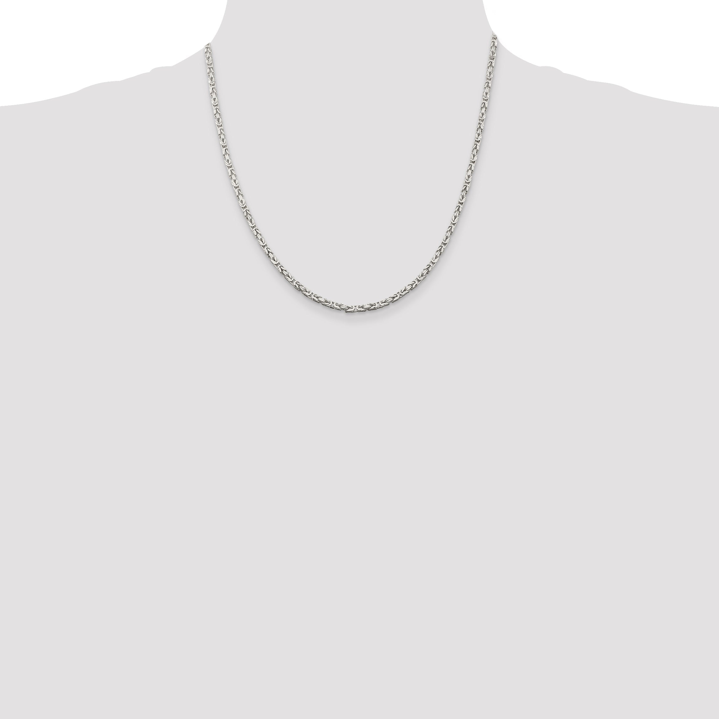 20 Inch Sterling Silver 2.5mm Byzantine Chain Necklace