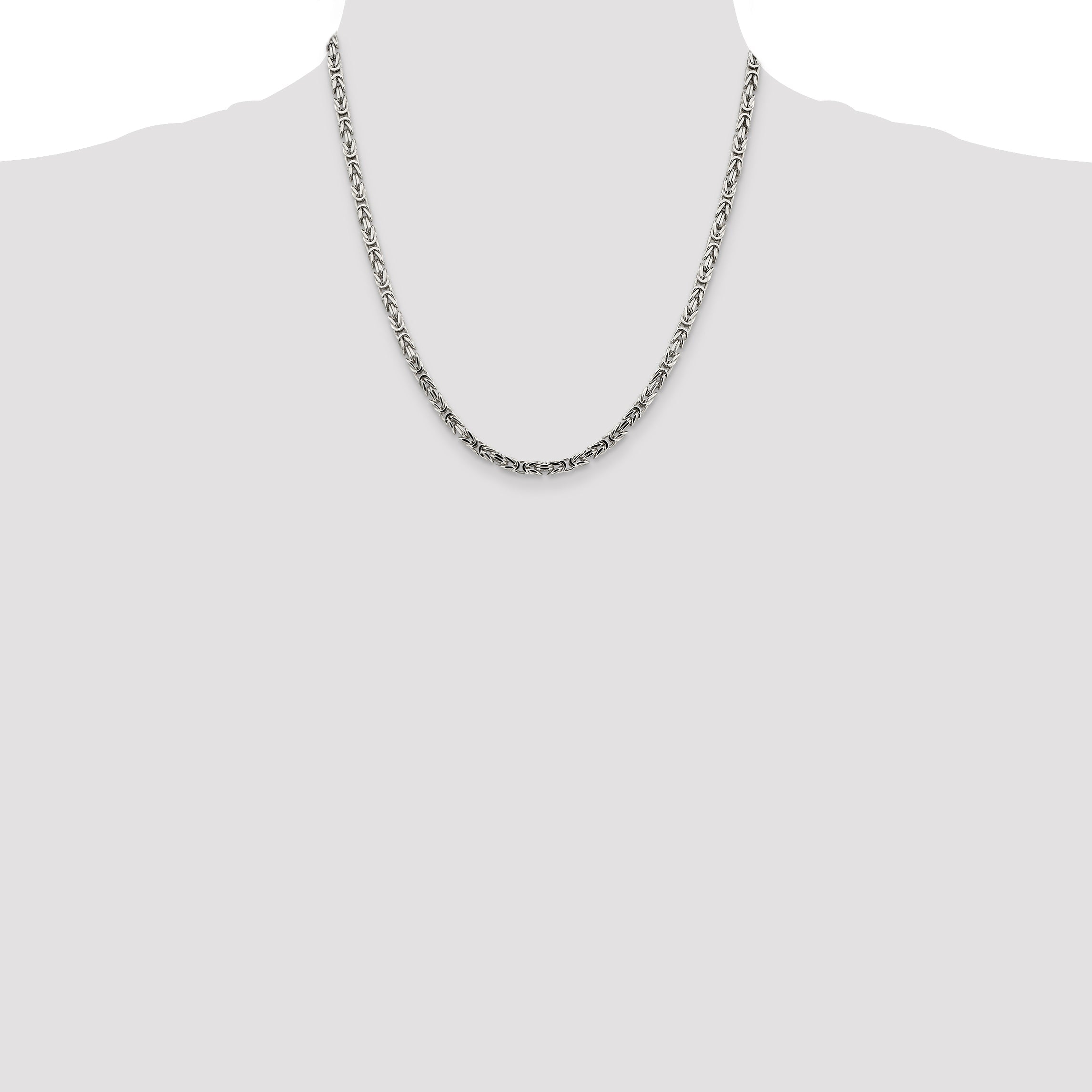 20 Inch Sterling Silver 3.25mm Byzantine Chain Necklace