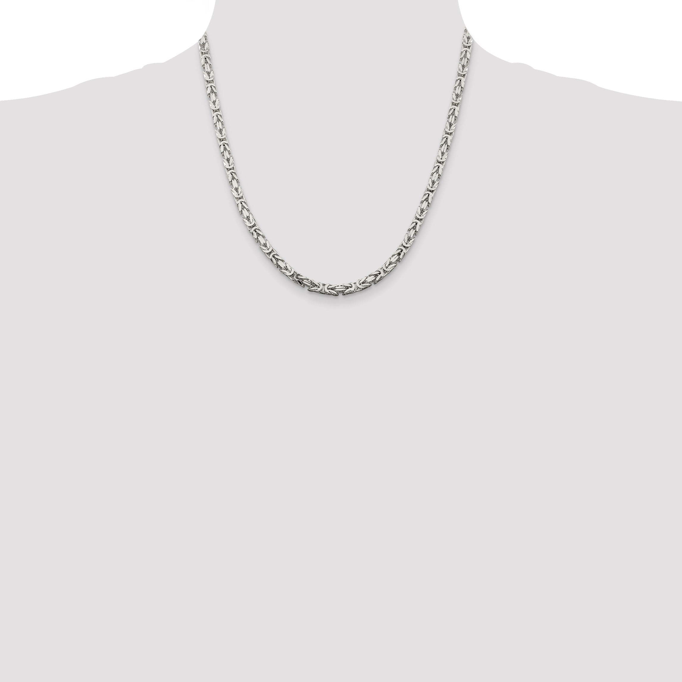 20 Inch Sterling Silver 4.25mm Byzantine Chain Necklace