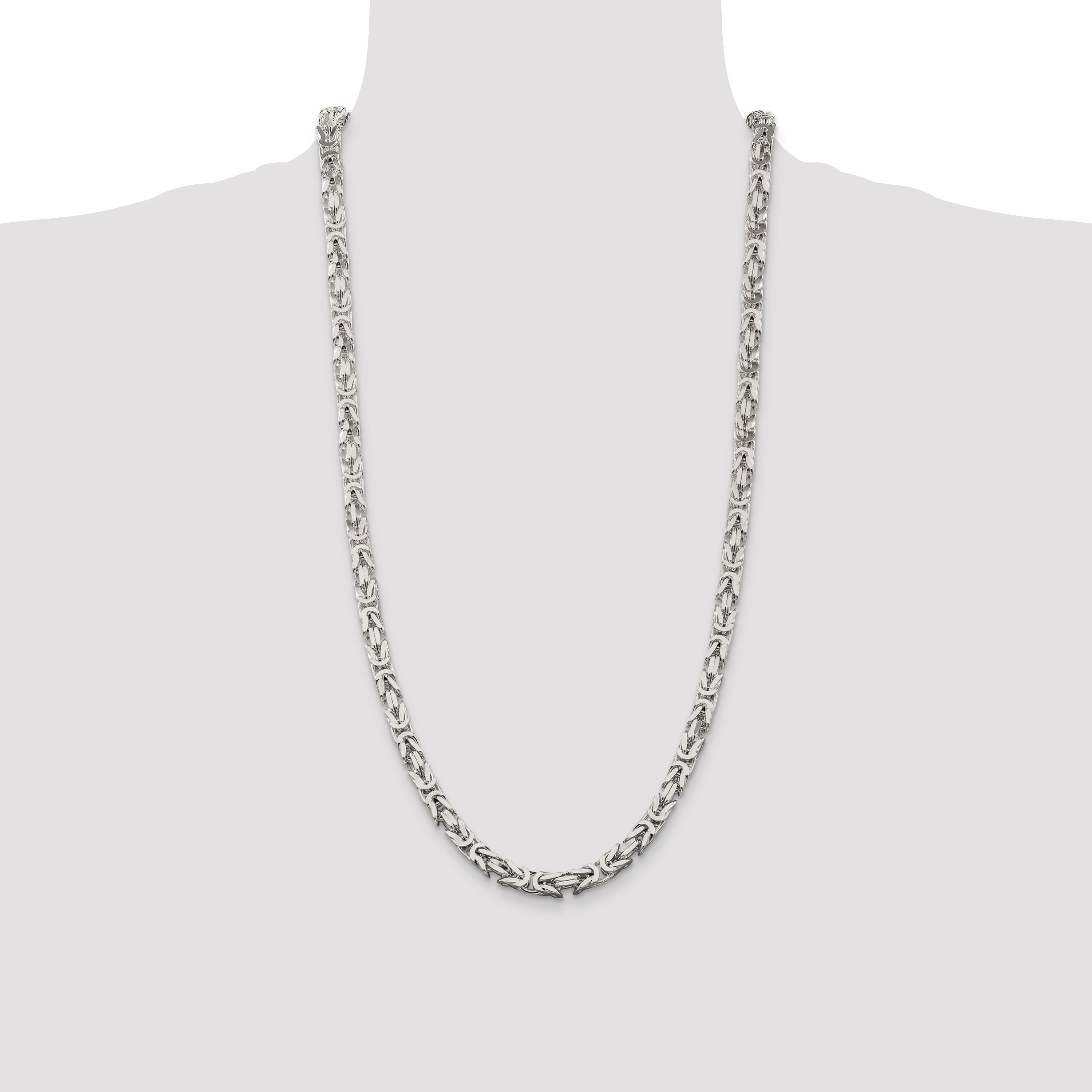28 Inch Sterling Silver 6mm Byzantine Chain Necklace