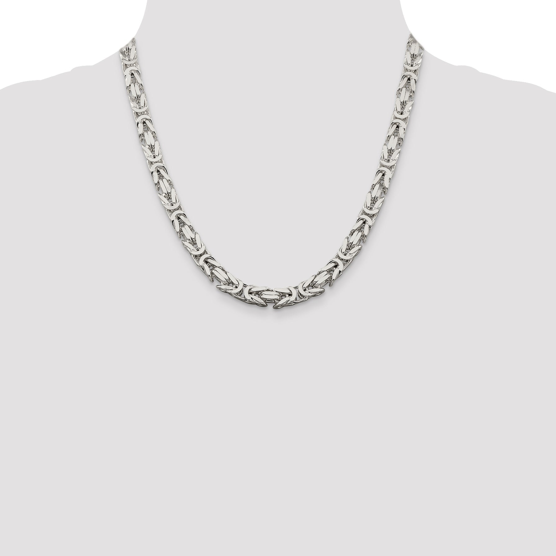 20 Inch Sterling Silver 7.5mm Byzantine Chain Necklace