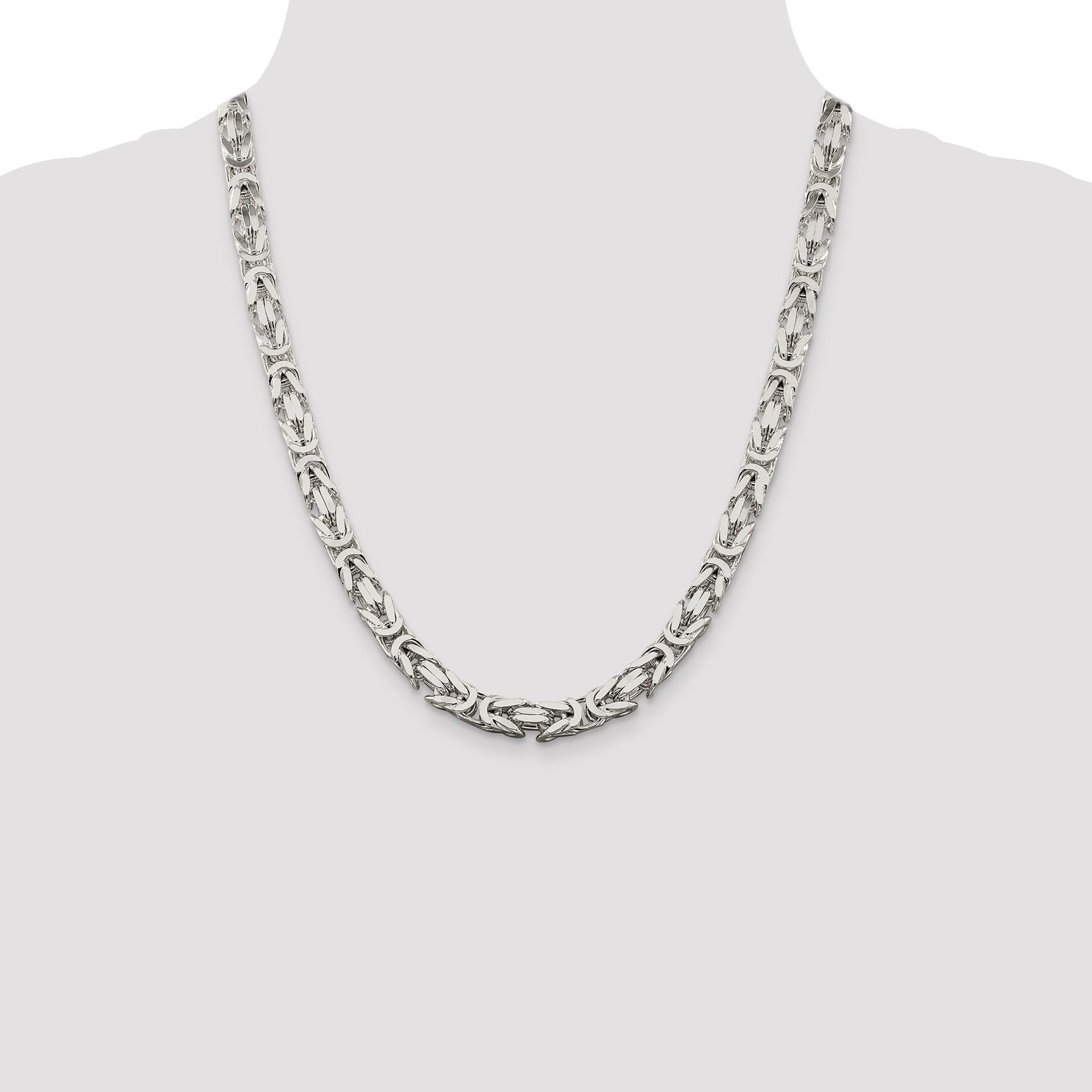22 Inch Sterling Silver 7.5mm Byzantine Chain Necklace