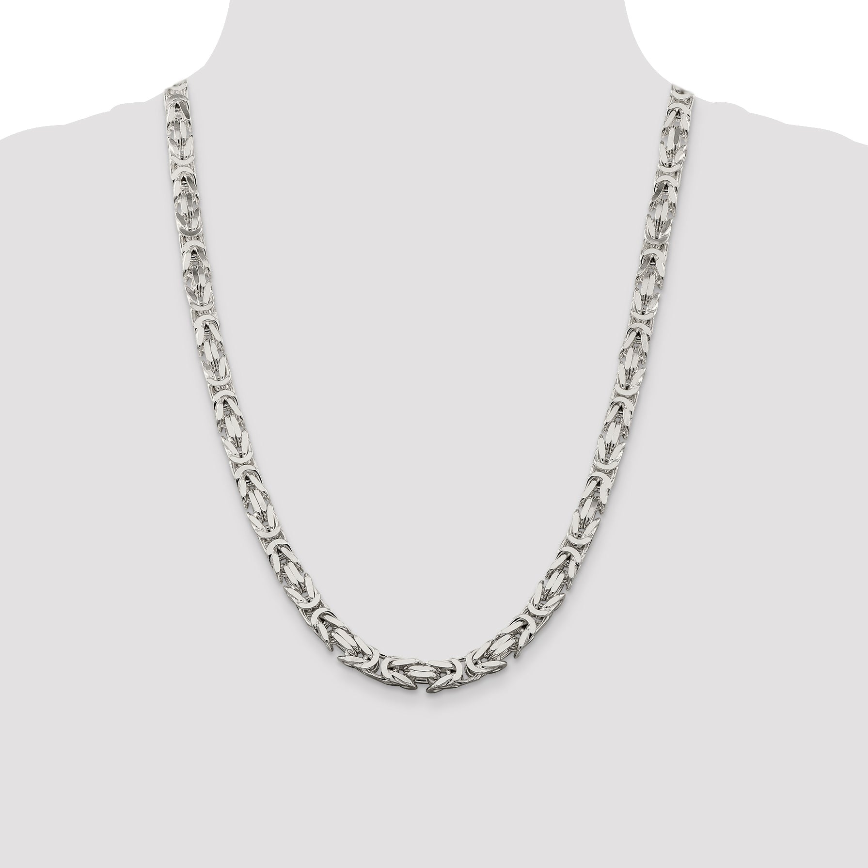 24 Inch Sterling Silver 7.5mm Byzantine Chain Necklace