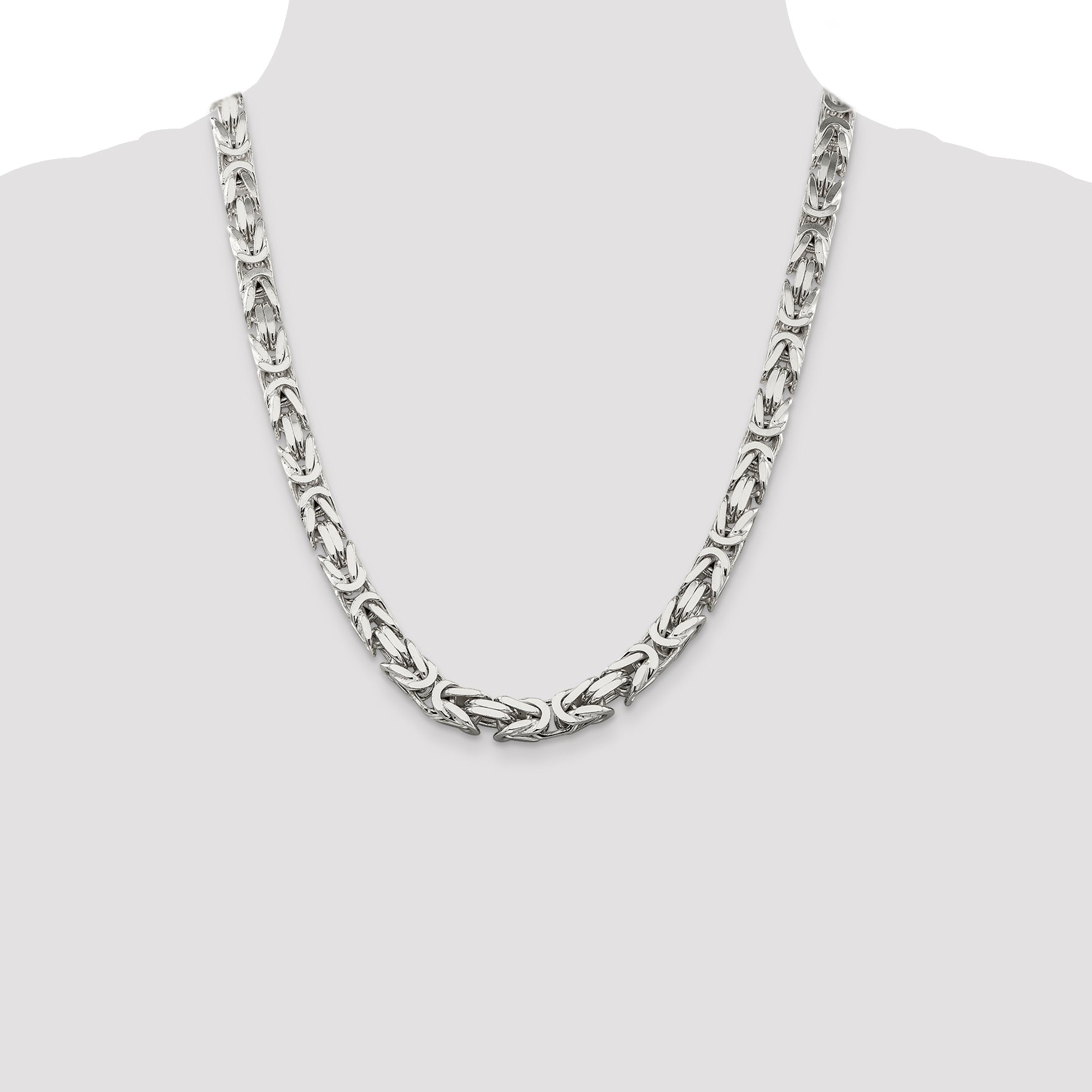 22 Inch Sterling Silver 8.25mm Byzantine Chain Necklace