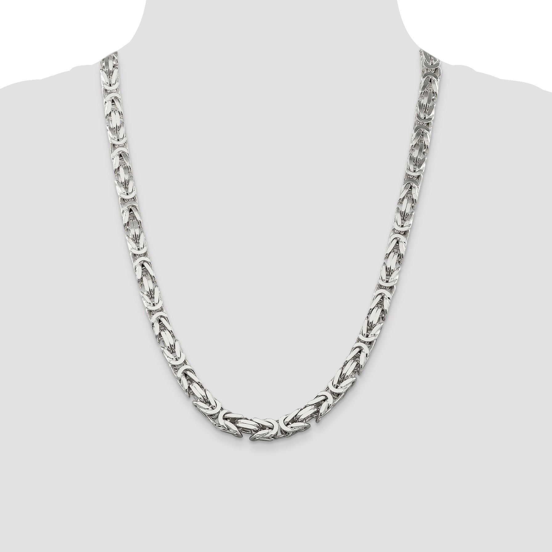 24 Inch Sterling Silver 8.25mm Byzantine Chain Necklace