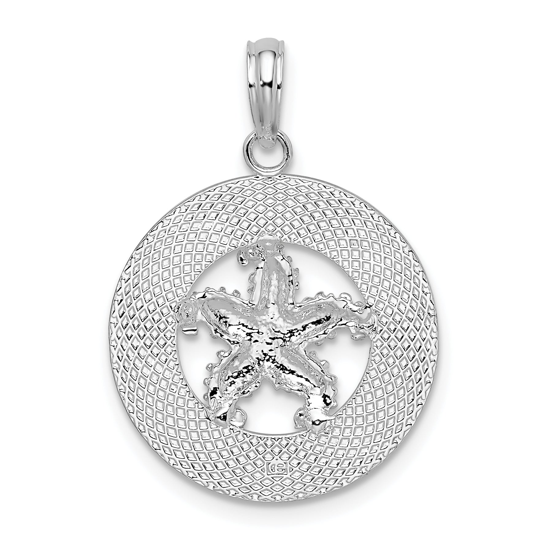 Sterling Silver De-Ani Rhodium-Plated Port Aransas Circle With Starfish Pendant