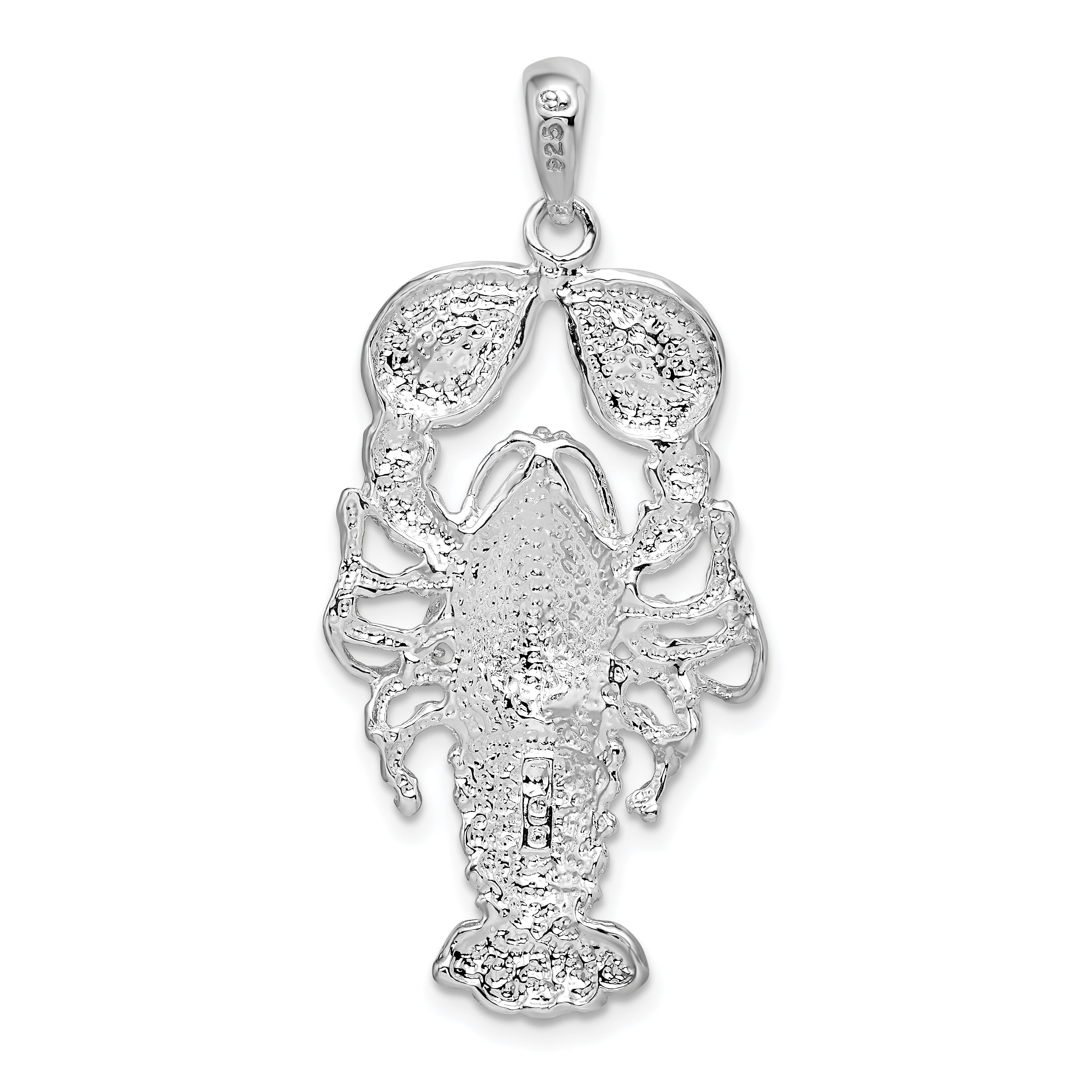 Sterling Silver De-Ani Rhodium-Plated Polished Maine Lobster Pendant