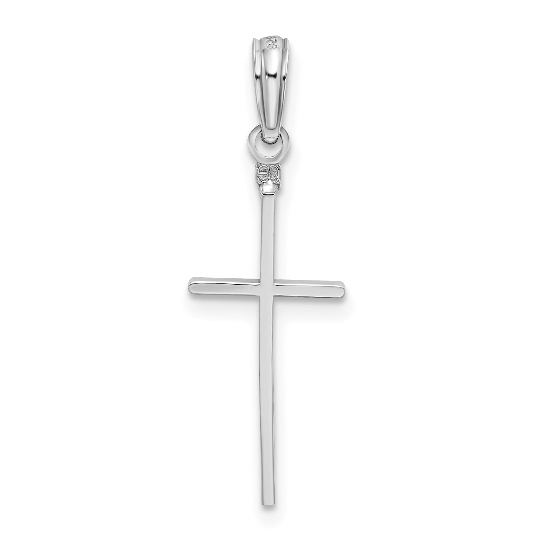 Sterling Silver De-Ani Rhodium-Plated Polished Thin Latin Cross Pendant