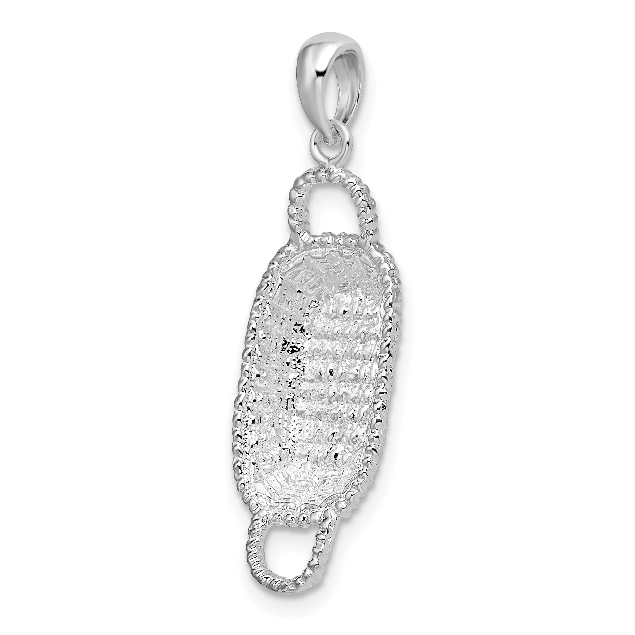 Sterling Silver De-Ani Rhodium-Plated Polished 3D Rectangular Basket Pendant
