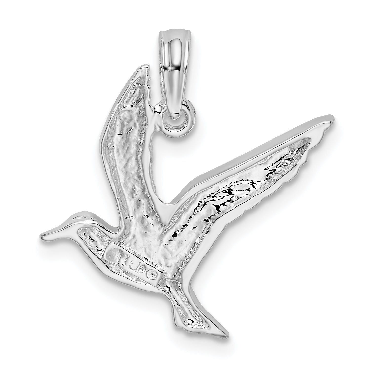Sterling Silver De-Ani Rhodium-Plated Polished Flying Seagull Pendant