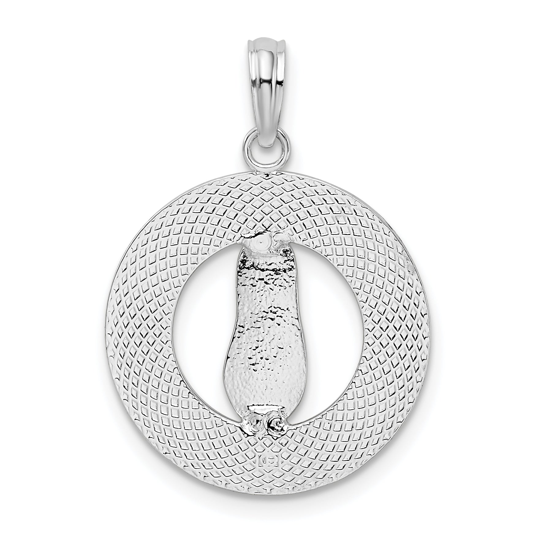 Sterling Silver De-Ani Rhodium-Plated Ocean City Maryland Circle With Flip-Flop Pendant