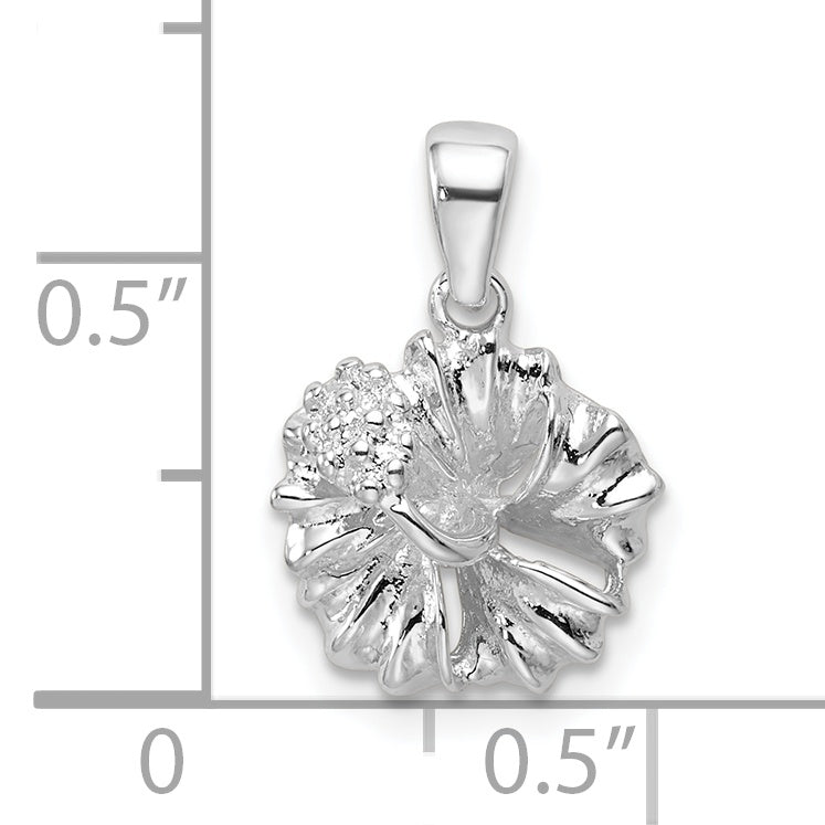Sterling Silver Polished Hibiscus Flower Pendant
