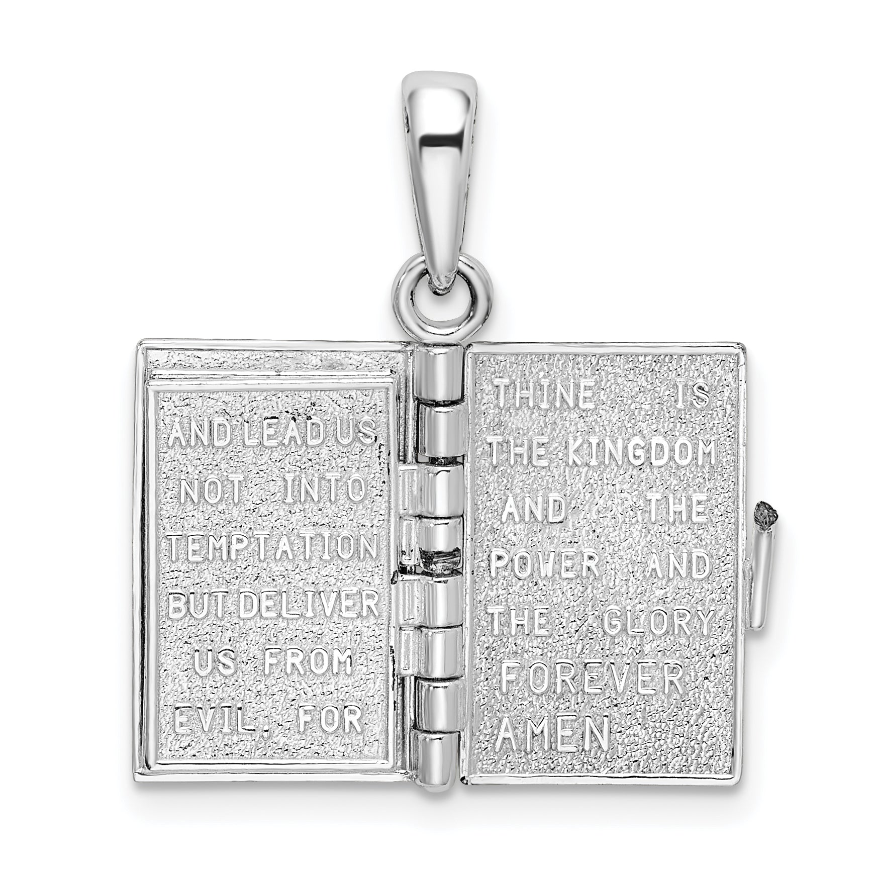 Sterling Silver De-Ani Rhodium-Plated Moveable 3D Lord'S Prayer Bible Pendant