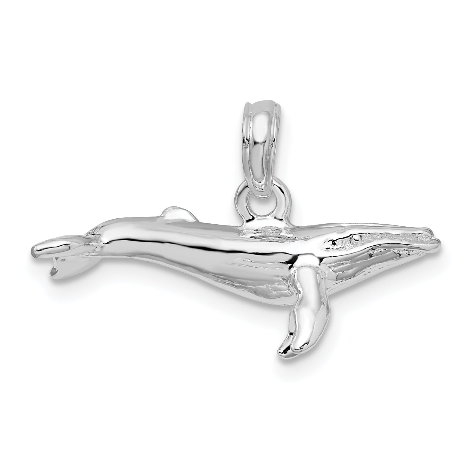 Sterling Silver De-Ani Rhodium-Plated Polished 3D Humpback Whale Pendant