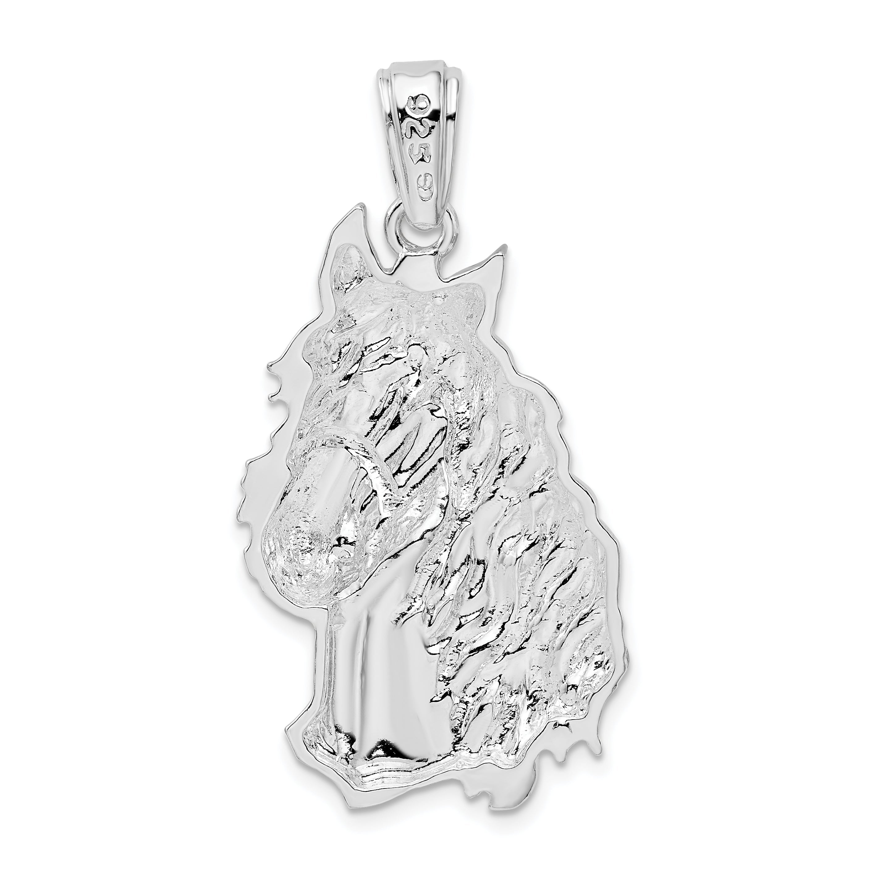 Sterling Silver De-Ani Rhodium-Plated Polished Large Horse Head Pendant