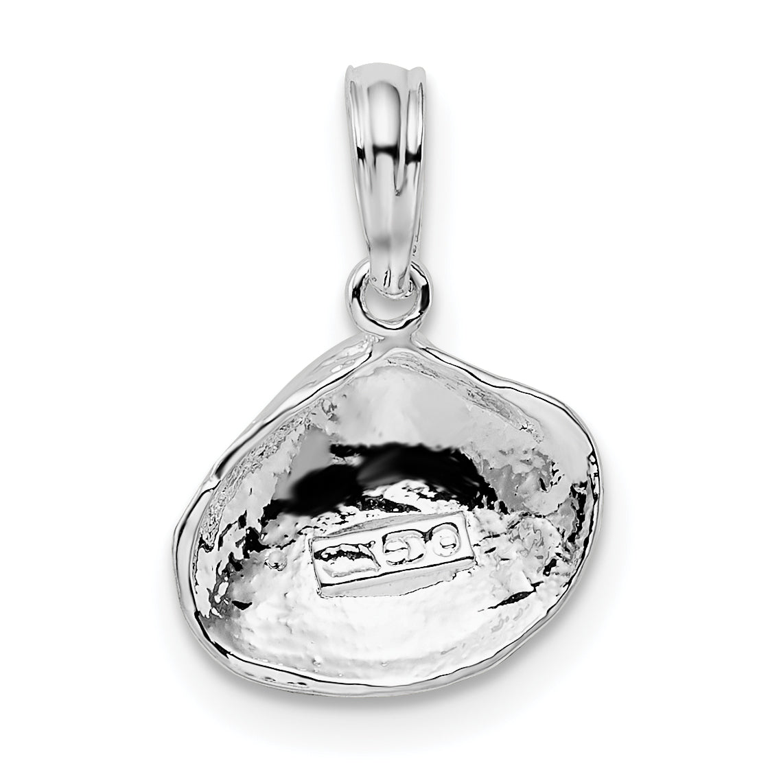 Sterling Silver De-Ani Rhodium-Plated Polished Clam Shell Pendant