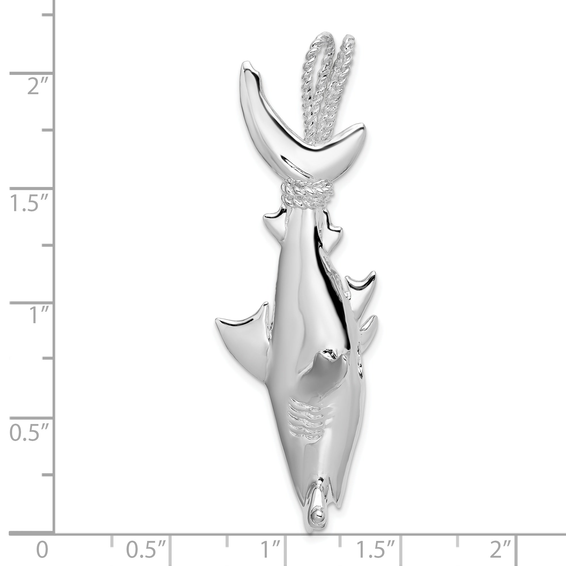 Sterling Silver De-Ani Rhod-Plated Polished 3D Hammerhead Shark Pendant