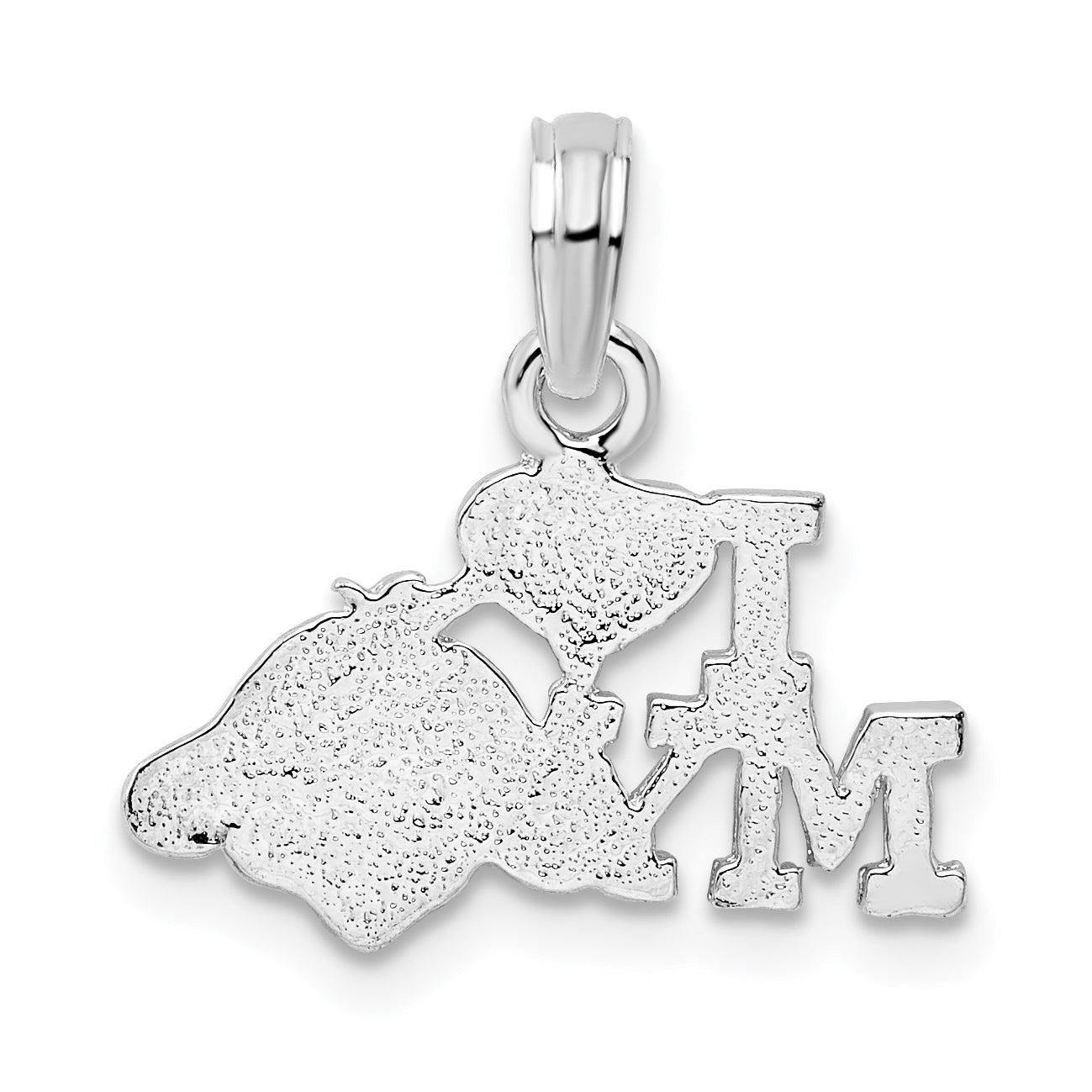 Sterling Silver De-Ani Rhodium-Plated Polished I Heart My Dog Pendant
