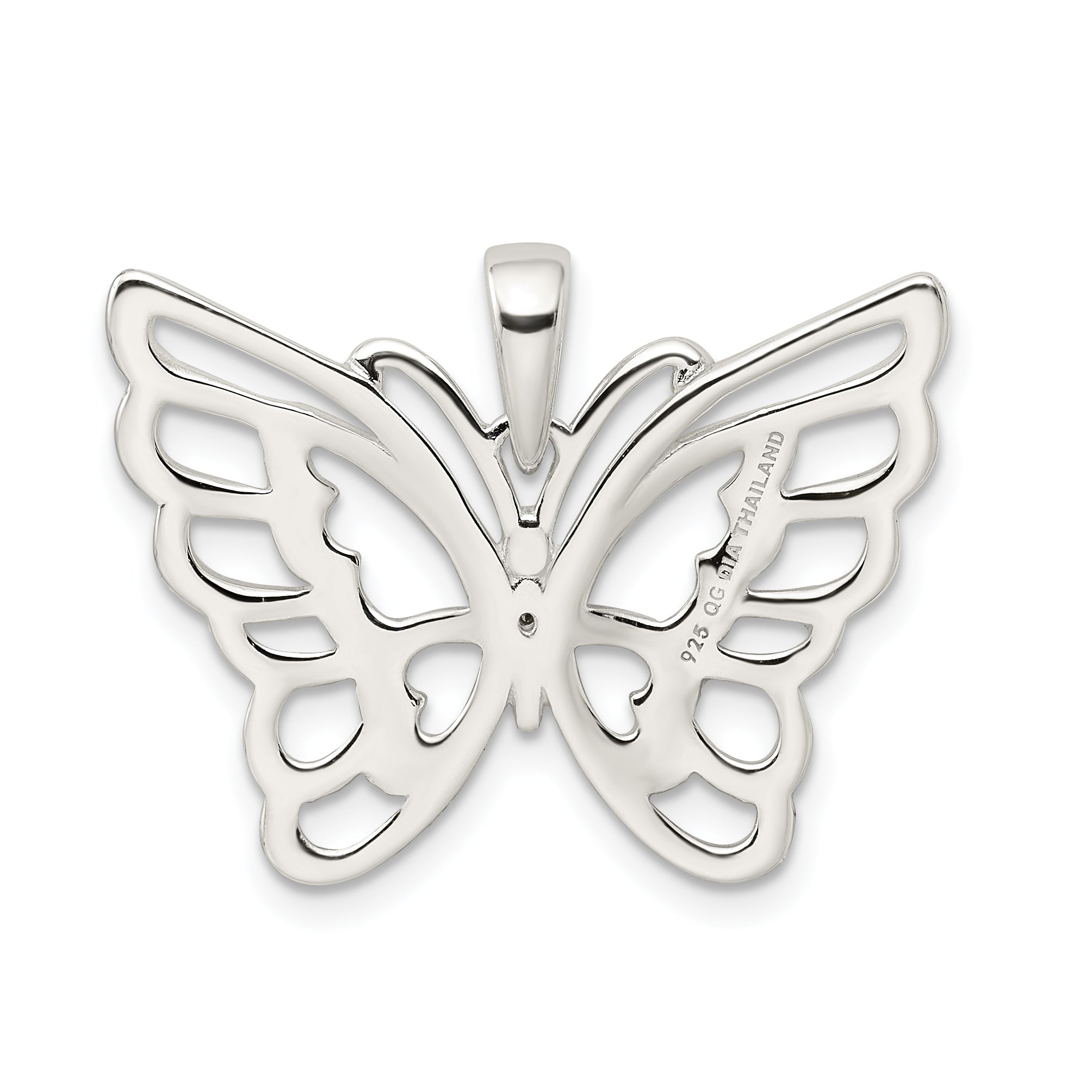 Sterling Silver Diamond-Cut Butterfly Pendant