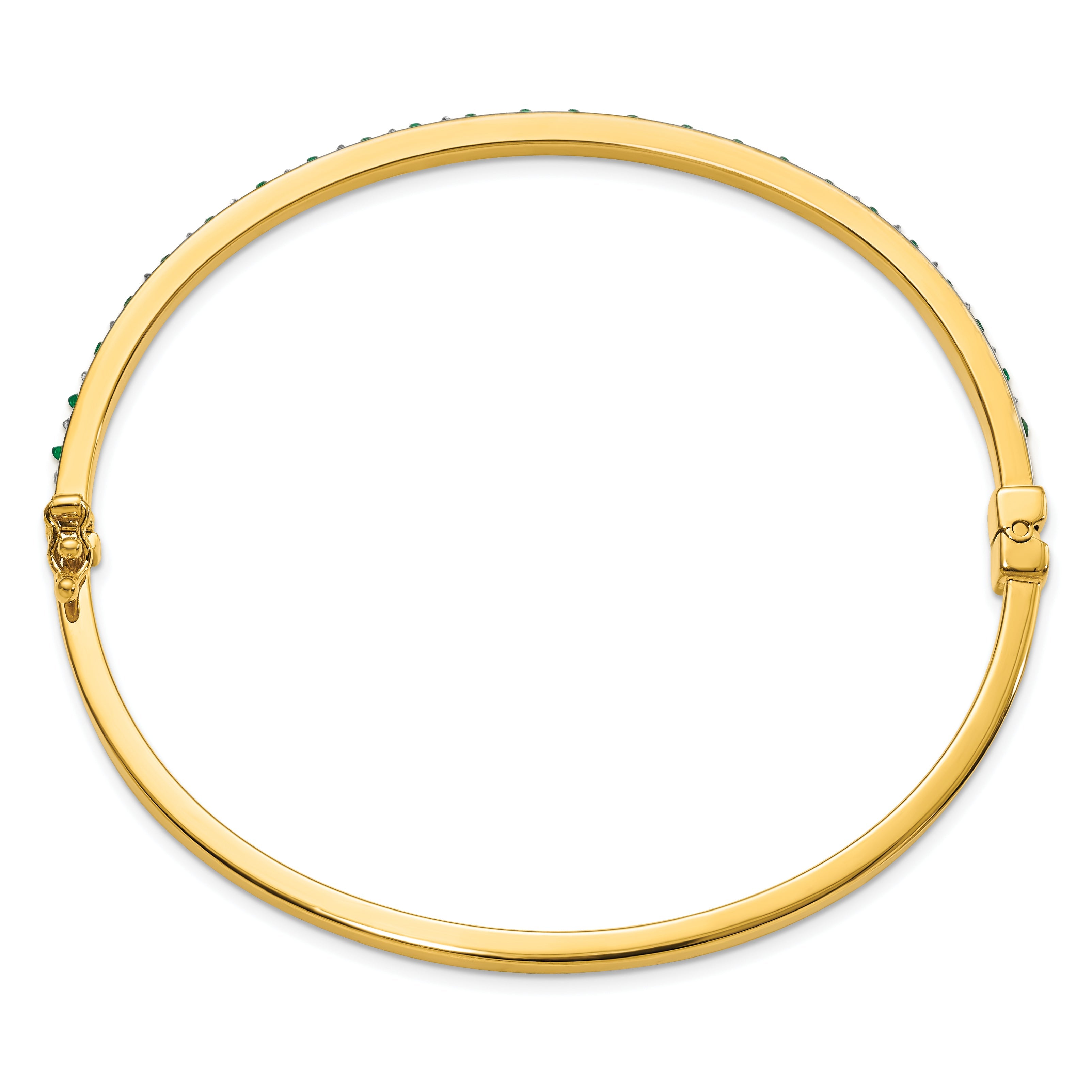 Sterling Silver Diamond Fascination Mystique 18K Gold-Plated And Emerald Hoop Earrings Bangle Set