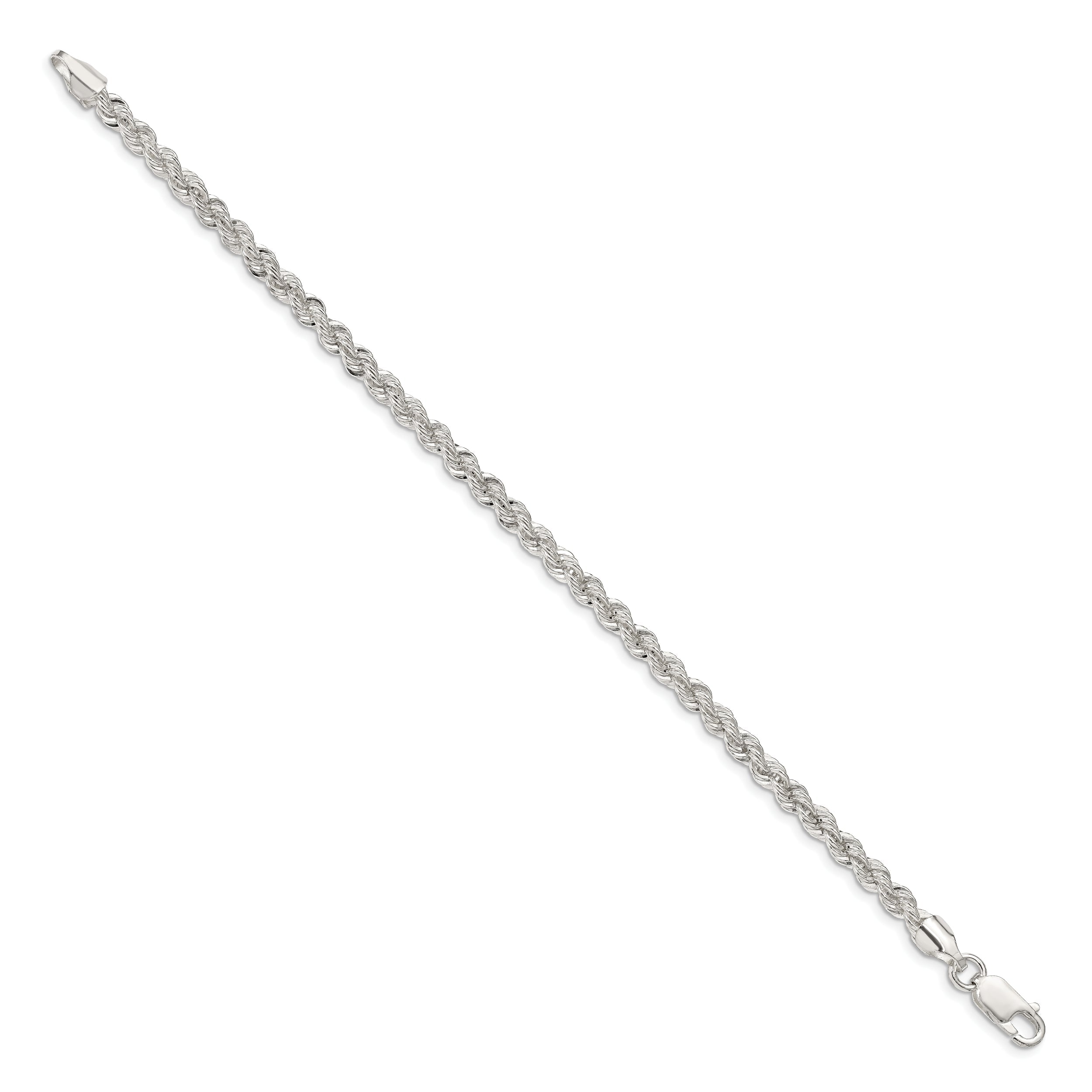 9 Inch Sterling Silver 4.3mm Solid Rope Chain Anklet