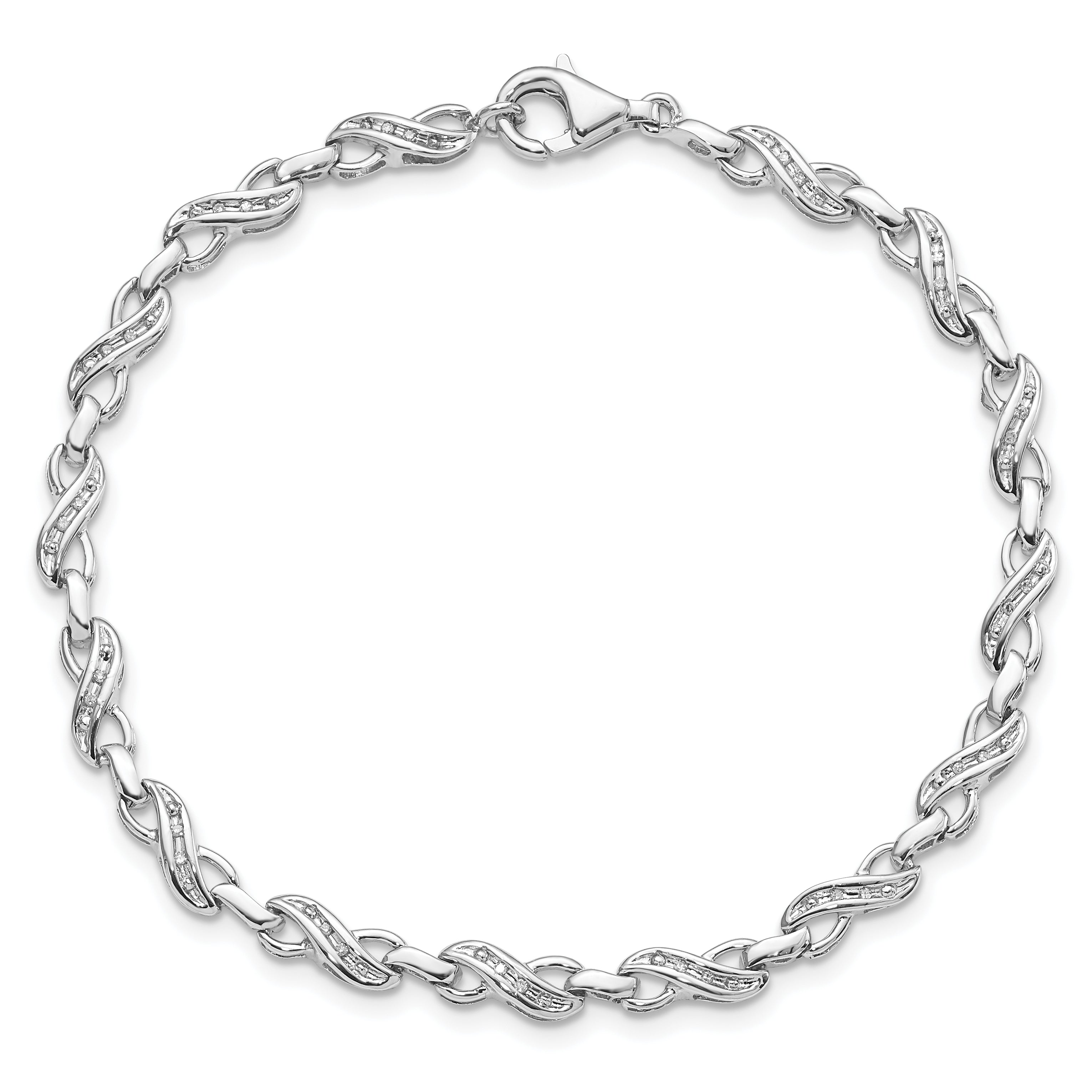 Sterling Silver Rhodium-Plated Diam. Infinity Symbol Bracelet