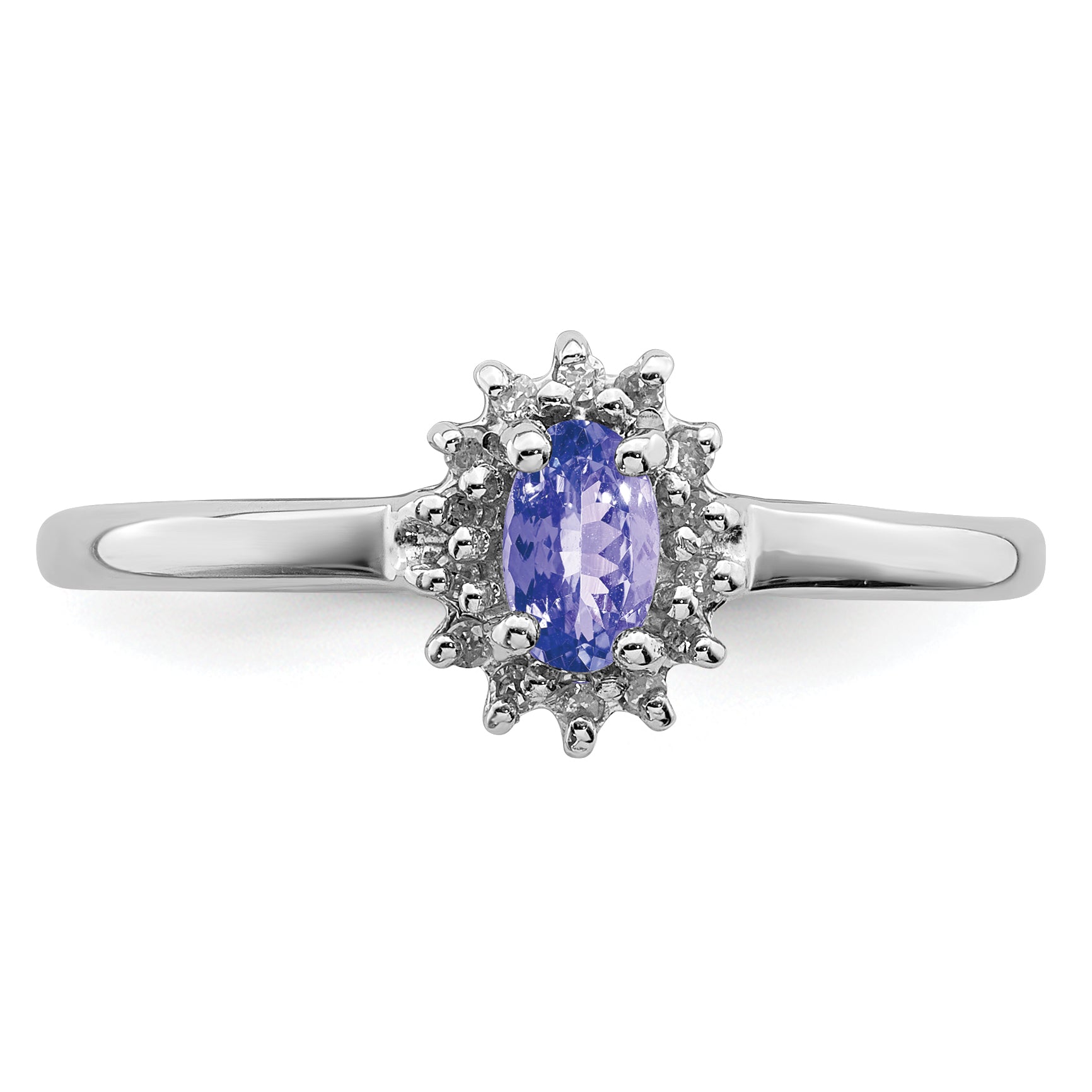 Sterling Silver Rhodium Tanzanite & Diam. Ring